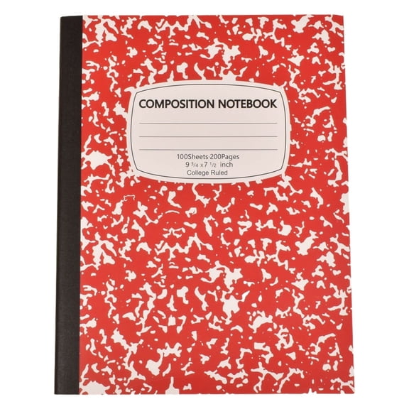 ZTTD 1 Pack Composition Notebook Wide Ruled, 200 Pages (100 Sheets), 9-3/4x7-1/2 Inch, Notebooks for Work, Red Marble Covers Composition Books (Style9-Red)