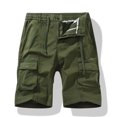 thumbnail image 2 of Men Casual Solid Zipper Button Pockets Elastic Waist Cropped Cargo Shorts(Army Green,S), 2 of 3