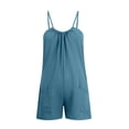 thumbnail image 4 of AherBiu Wide Leg Short Jumpsuits for Women Sleeveless Spaghetti Strap Summer Boho Rompers with Pockets, 4 of 5