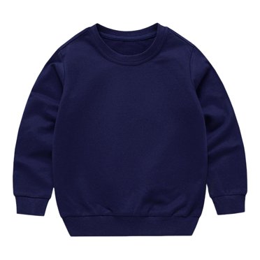 vdgthytj Toddler Girls Boys Sweatshirt Kids Casual Solid Crewneck Long Sleeve Pullover Tops Fall Clothes 1-13 Years