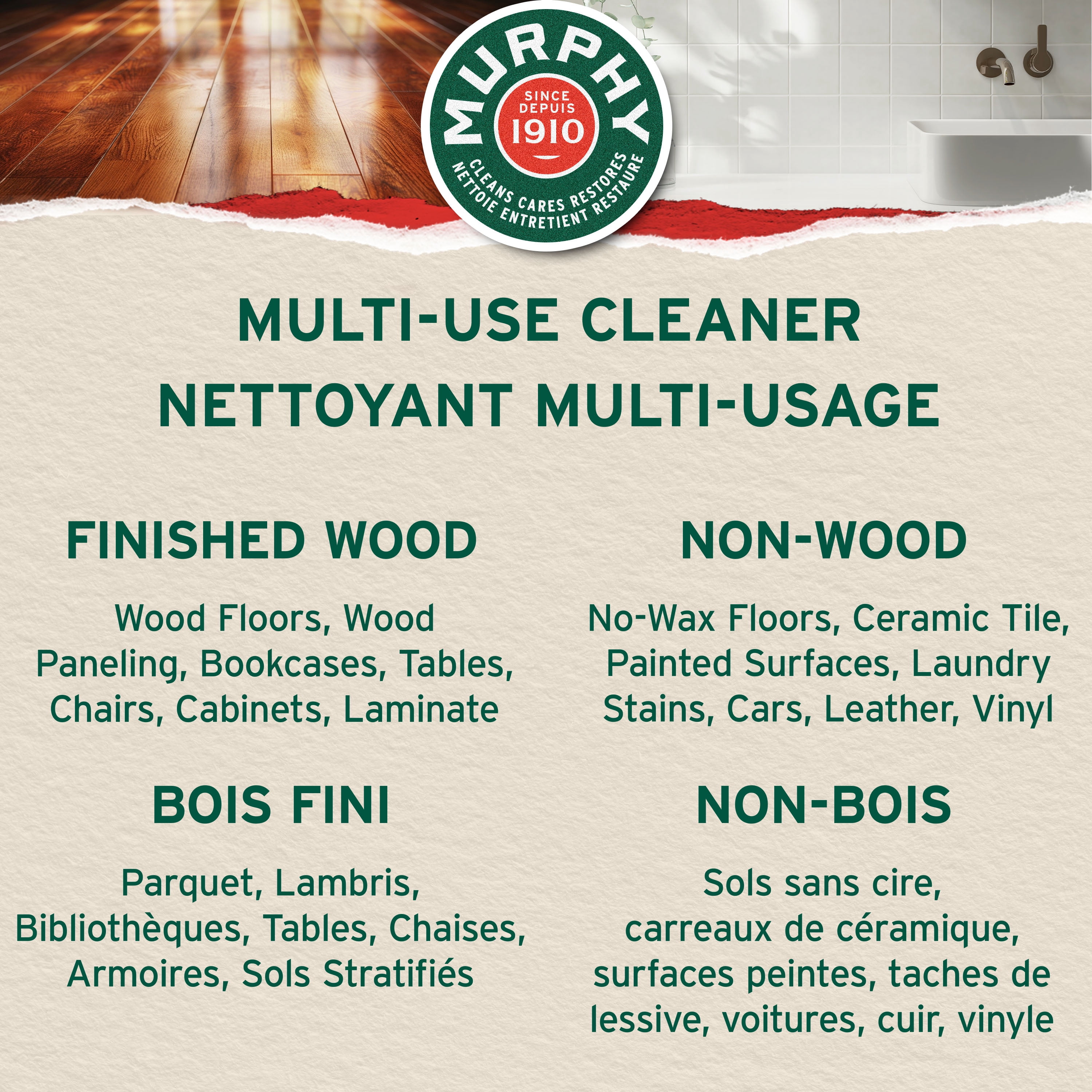 Savon à l’huile Murphy, formule concentrée, nettoyant bois, citronnelle, 2,66 l