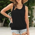 thumbnail image 1 of Weiqiqre T-Shirts pour Femmes Débardeurs d'Été Coupe Ample Plissés Col Rond Chandails Décontractés Sans Manches Bas à Bande, 1 of 7