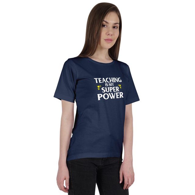 Inkmeso Haut Col Rond pour Femmes Enseignement Est Mon Super Pouvoir T-Shirt Citation Graphique Enseignant