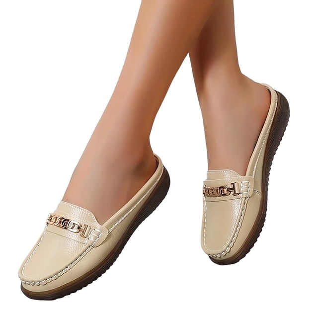 Mules à Enfiler Mocassins Penny pour Femmes 2025 Mode Décontractée Cuir Plateforme Marche Plates Demi-Mules Sandales