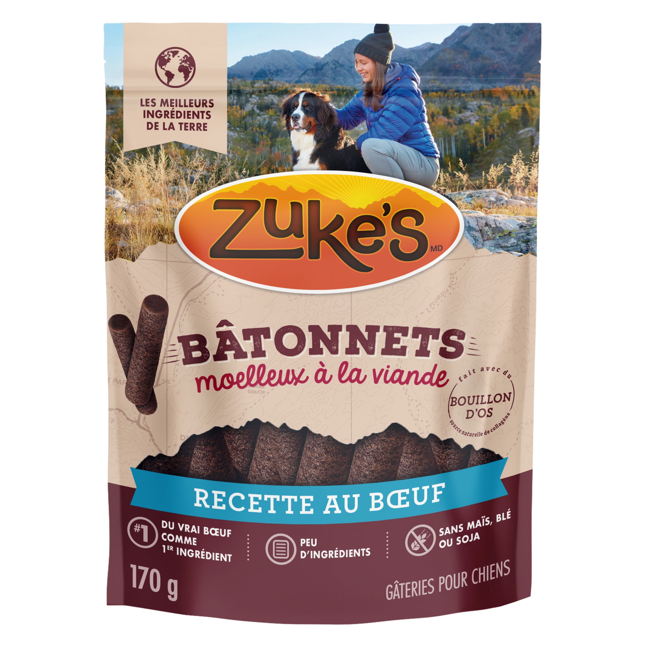 Zuke’s Bâtonnets Moelleux à la Viande Recette au Bœuf, Gâteries pour Chiens 170 g