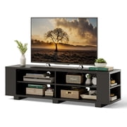 Costway Meuble TV en bois de 59 po Console Centre de divertissement à domicile Étagère ajustable