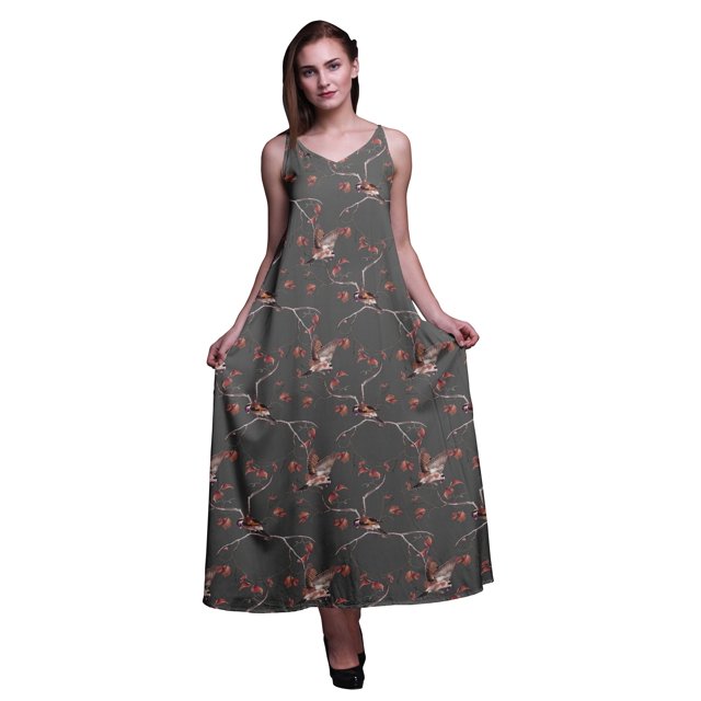 Bimba Robe Longue Décontractée pour Femmes en Rayonne à Bretelles Spaghetti, Maxi Robe d'Été - Grande