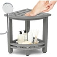 thumbnail image 1 of Corner Shower Stool    Shower Bench for Inside Shower  Small Shower Chair Seat for Shaving Legs with Storage Shelf  Shower Head Holder  Adjustable Feet, 1 of 2