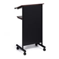 thumbnail image 5 of Wheeled Lectern with Storage Shelf - Cherry/Black - Compact Standing Desk for Reading - Laptop Stand, 5 of 5