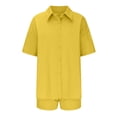 thumbnail image 5 of Birdeem Womens Spring and Summer Fashion Slim Button-Up Top Casual Shorts Solid Color Top/Shirt Suit, 5 of 5