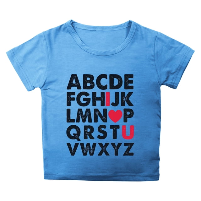 T-shirts Filles Été Imprimé Lettre Col Rond Manches Courtes T-Shirt Décontracté Hauts Filles Bleu Ciel 4-5 Ans