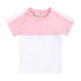 thumbnail image 4 of Fall Saving! HVOBTTY Girls Casual 2 Piece Short Sleeve Set, Girl's Solid Color Threaded Round Neck Short Sleeved and Shorts 2-Piece Set Pink, 110, 4 of 4
