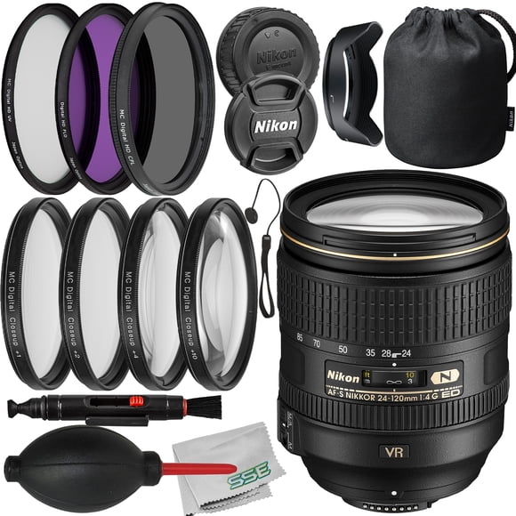 Nikon AF-S NIKKOR 24-120mm f/4G ED VR Lens Bundle with Manufacturer Accessories & Accessory Kit (14 Items) - International Version (No Warranty)