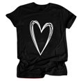 thumbnail image 1 of Blouse d'Été Grande Taille à Manches Courtes pour Femmes Hauts Col Rond T-Shirt à Manches Courtes Imprimé Cœur Blouse Décontractée Basique T-Shirt à Col en V Femmes en Liquidation, 1 of 2