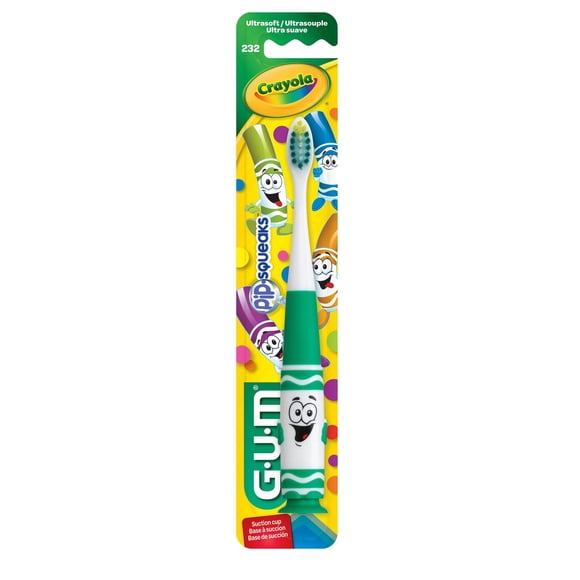 GUM® CRAYOLA™ PIP-SQUEAKS™ Brosse à Dents pour Enfants, Poils Souples, 3+
