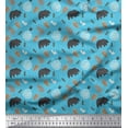 thumbnail image 1 of Soimoi Blue polyester Crepe Fabric Wild Life Animal Printed Fabric 1 Yard 42 Inch Wide, 1 of 5