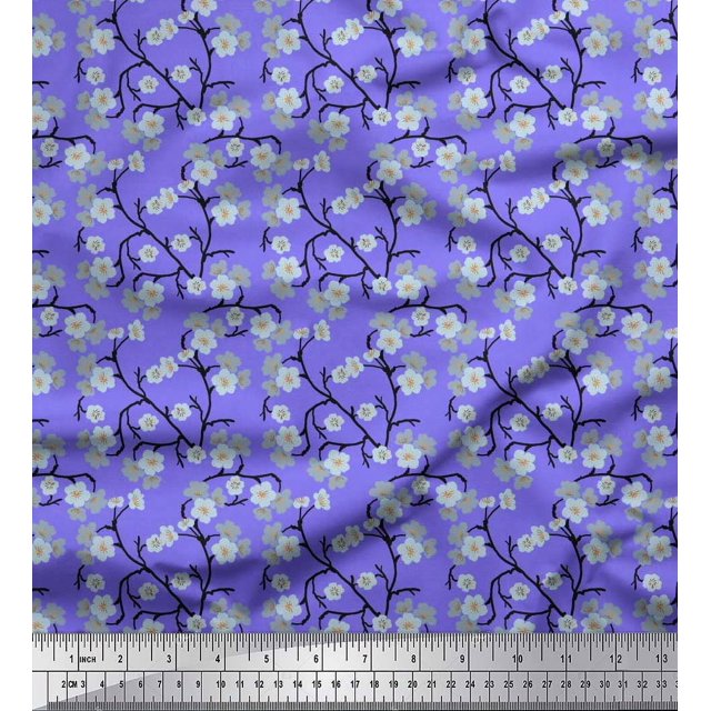 Soimoi Tissu Georgette Viscose Tissu Imprimé Floral Fleuri 1 Yard 42 Pouces de Large