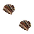 thumbnail image 3 of Maytalsory Bonnet Ethnique Style Hijab Imprimé Floral Coloré Turban Réglable Protection des Oreilles Accessoires de Style Bonnet Café Floral 2Set, 3 of 6