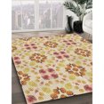 thumbnail image 3 of Ahgly Company Tapis Rond Lavable en Machine Intérieur Transitionnel Kaki Or, 3 Pieds Rond, 3 of 7