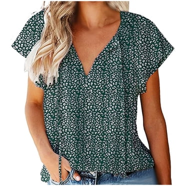 Tops for Women Sexy Casual Elegant Fragmented Casual V-Neck Chiffon Shirt Loose and Short Sleeved Tops for Women Tops for Women Sexy Elegant