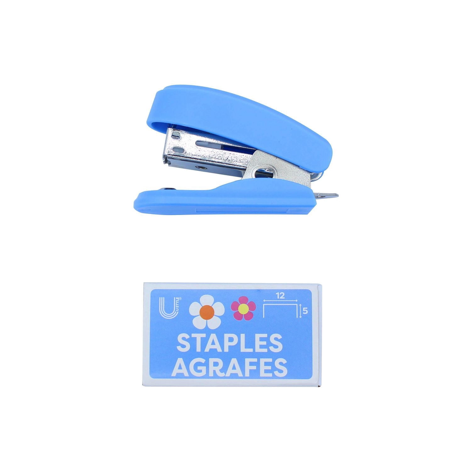 U Style Mini Blue Stapler Set with Staples