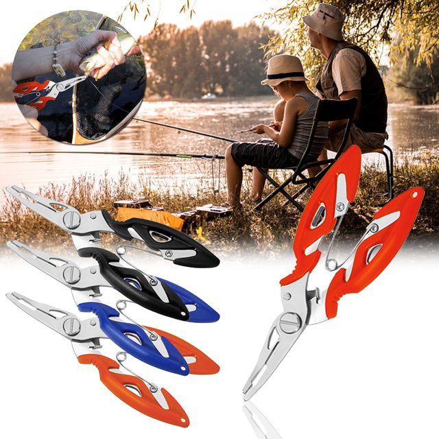 Cagogo 4Pcs Fishing Pliers, Multifunctional Stainless Steel Fishing Tool for Saltwater Freshwater, Hook Remover Line Cutter Split Shot Crimper, Fishing Gear Accessory for Anglers Boat Kayak Shore