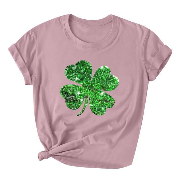 Besolor T-Shirts de la Saint-Patrick pour Femmes, Col Rond, Manches Courtes, T-Shirts Basiques, T-Shirts Graphiques Shamrock, Hauts de Festival