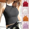 thumbnail image 1 of Sleeveless Beauty Back Pads Wire Free Cropped Vest Women Solid Color Seamless Vest Top White S, 1 of 13