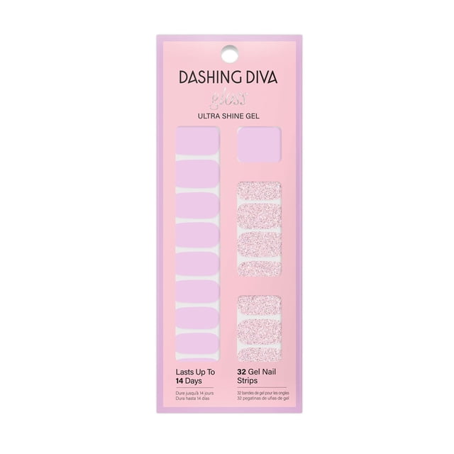 DASHING DIVA - GLOSS - Bandes d'Ongles en gel ultra Brillant FAIRYTALE MOMENT avec 32 Bandes pastel pink et glitter, Résistantes aux Éclats et Infroissables, Durant jusqu'à 14 Jours, dans un Emballage pink avec Détails de Marque et de Produit, Idéal pour une application de Manucure Rapide, Sans UV