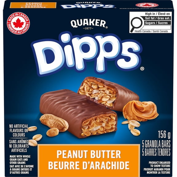 Quaker Dipps Barres tendres Beurre d’arachide 5 unités 156g