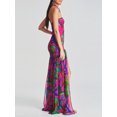 thumbnail image 3 of Faithtur Robe Tube pour Femmes Slim Sans Bretelles Dos Nu Patchwork en Maille Imprimé Léopard Tropical Fente Haute Longue Robe pour Fête Club Nuit, 3 of 7