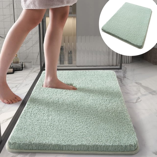TIMIFIS Bathroom Rugs Solid Color Long Cotton Velvet Carpet Super Absorbent Thick Plush Against Slip Floor Mat Home Bathroom Foot Mat Bath Mat