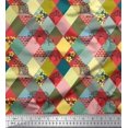 thumbnail image 1 of Soimoi Poly Georgette Fabric Leopard & Argyle Patchwork Decor Fabric Printed Yard 52 Inch Wide, 1 of 3