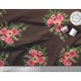 thumbnail image 2 of Soimoi Brown Japan Crepe Satin Fabric Flower Floral Printed Craft Fabric 1 Yard 44 Inch Wide, 2 of 3