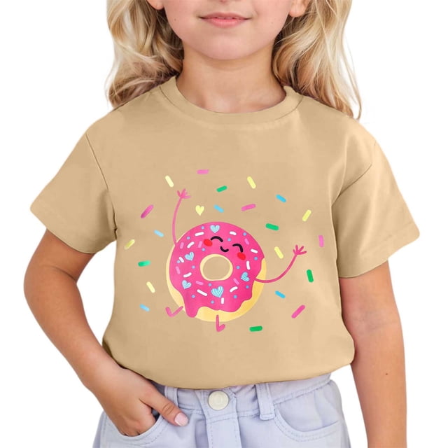 Tunique Chat et Enfants Imprimé Mignon Manches Courtes Col Rond T-Shirt