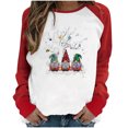thumbnail image 1 of RKSTN Chandail pour Femmes de Noël à Col Rond, Chandail Imprimé du Père Noël, Manches Longues, Blouse Régulière à Empiècements, 1 of 5