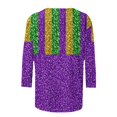 thumbnail image 5 of Penkiiy 2024 Blouse Mardi Gras Tops pour Femmes T-Shirt Quotidien Manches 3/4 Blouse Imprimé Masque Haut Carnaval Col Rond Chemise Décontractée TG Multicolore, 5 of 5