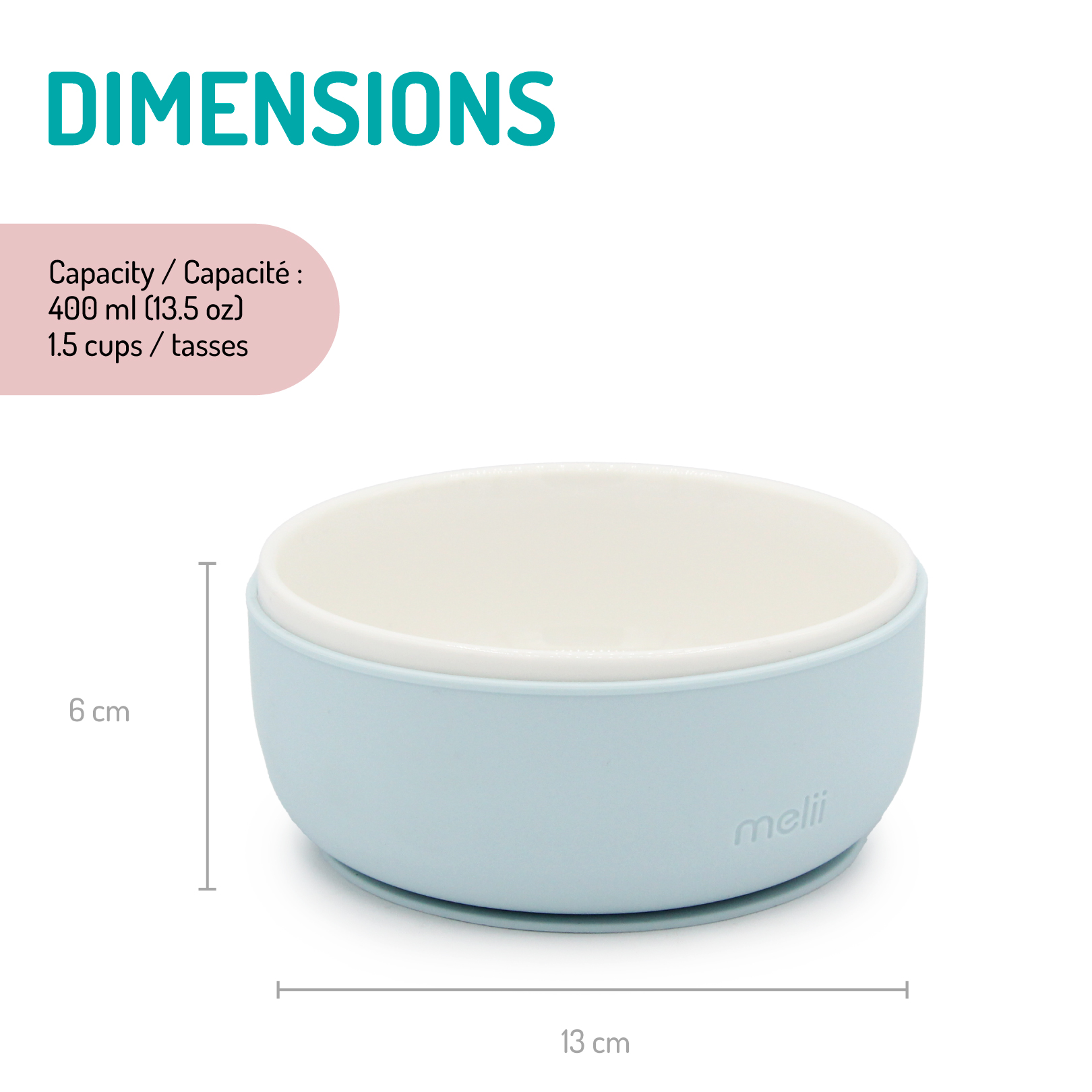 Melii Bol en Ceramique avec Ventouse en Silicone Ecume
