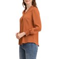 thumbnail image 4 of INSPIRE CHIC Blouse à Col en V pour Femme à Ourlet Rond Haut à Manches Longues G Orange, 4 of 6