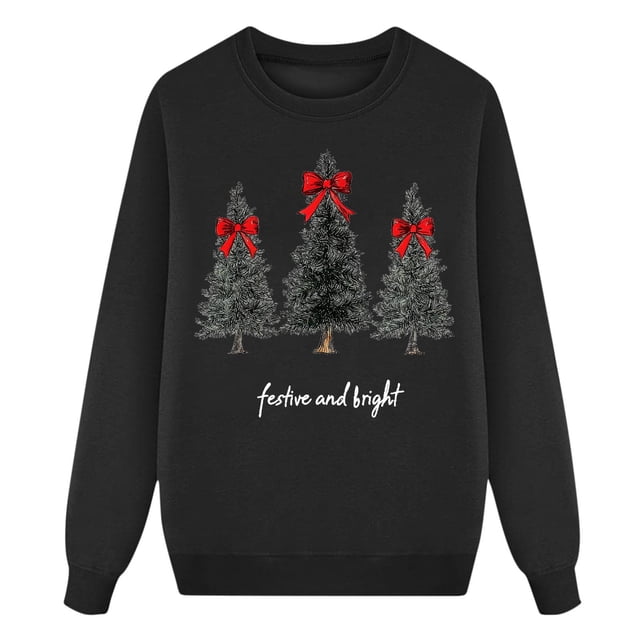 Hauts de Mode pour Femmes - T-Shirt Imprimé à Manches Longues Décontracté - Chandails Sans Capuche Stylés