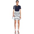 thumbnail image 1 of 3.1 PHILLIP LIM Jupe Évasée à Volants Chevron Mélange de Coton Imprimé Bleu Marine Blanc 425 $, 1 of 2