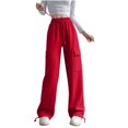 thumbnail image 2 of RXIRUCGD Women's Solid Color Velvet With Drawstring Wide Leg Workwear Pants, Hot Pink, Size: XL, 2 of 3