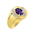 thumbnail image 4 of RYLOS 14K Yellow Gold Ring 8X6MM Oval Gemstone & Diamond Unisex Rings Amethyst February Birthstone Ring Size 13, 4 of 7