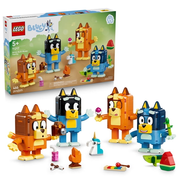 LEGO Bluey Brick-Built Bluey Family - Building Toy for Girls & Boys, Ages 5+ - Figures for Play or Display - Kids Bedroom or Desk Decor - Gift for Birthdays - 11217