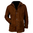 thumbnail image 1 of Brown Long Leather Jacket Brown Suede Leather Jacket Mens Brown Leather Coat Brown Long Coat Suede Leather Coat Jacket Leather Coats For Men size XXXS, 1 of 4