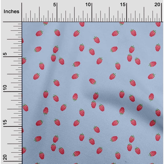 oneOone Cotton Silk Fabric Raspberry Fruit Print Sewing Fabric BTY 42 Inch Wide