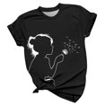 thumbnail image 4 of LUOGENLI T-shirts pour Femme pour Femmes Femmes Été Décontracté Mode Col Rond Manches Courtes T-Shirt à Imprimé Floral Haut T-shirts pour Femmes T-shirts Graphiques TTG Grande Taille Fête de la Saint-Patrick Noir TG, 4 of 4
