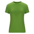 thumbnail image 4 of AherBiu Plus Size Crop Tops for Women Basic Stretchy Short Sleeve Crew Neck Slim Fitting Going out Solid Color T Shirts Tops, 4 of 7