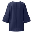 thumbnail image 5 of Dealovy Plus Size Shirts for Women 3/4 Sleeve Notch V Neck Cotton Linen Tops Summer Solid Color Tees, 5 of 5