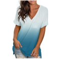 thumbnail image 1 of Birdeem T-Shirt Ample Décontracté pour Femmes à Manches Courtes, Col en V, Dégradé, avec Poches, 1 of 12